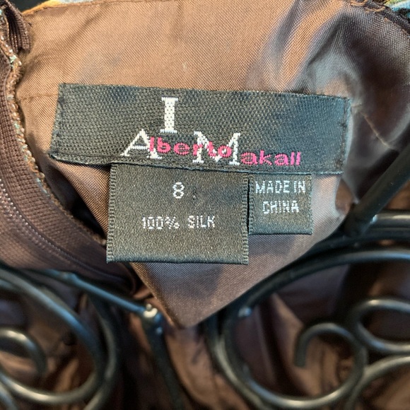 I Am Alberto Makall Silk Dress Abstract Marble Print Sundress Swing Empire Waist - Picture 5 of 8